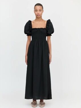 Hill House Home The Scarlett Nap Dress Black Tonal Seersucker